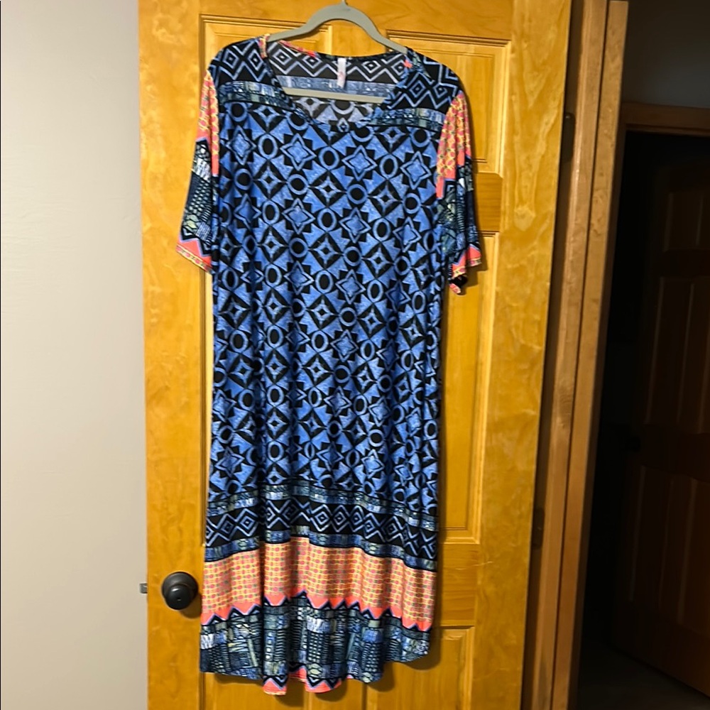 Geometric Blue and Orange Dress